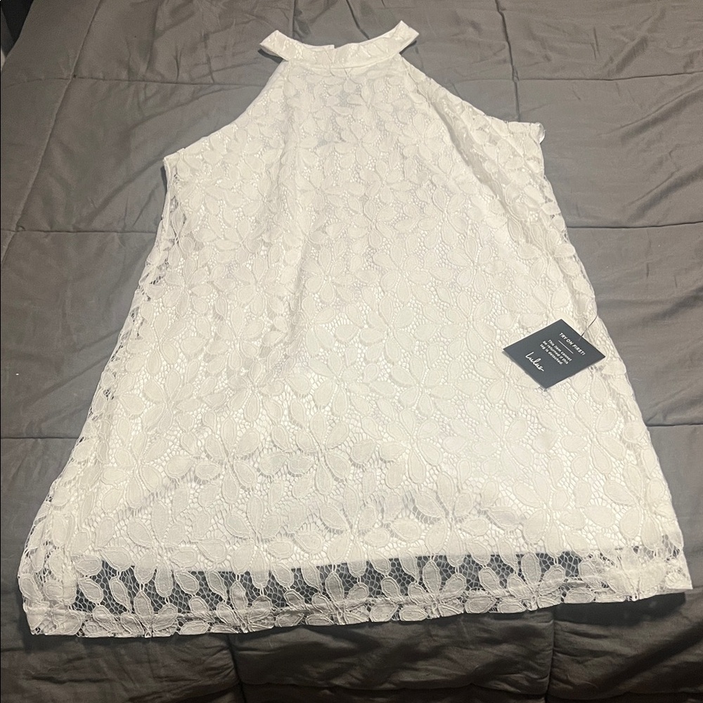 Lulu's White Lace Halter Dress